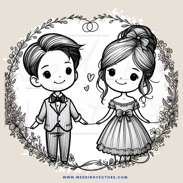 boy and girl with bow tie and dress