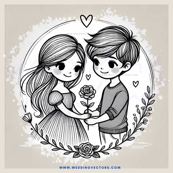 lovers holding flowers