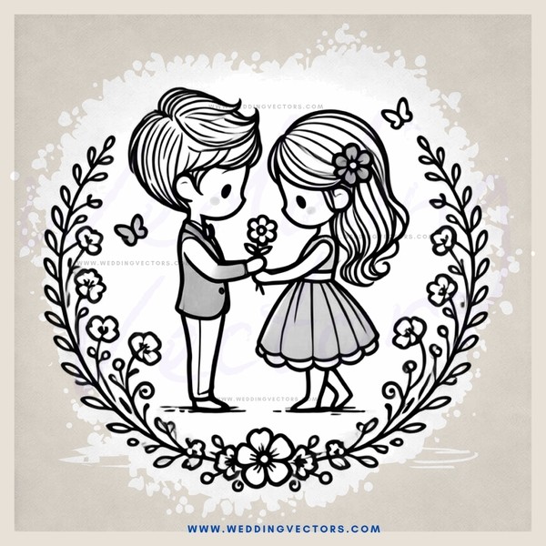 two people with long hair and flowers on their heads