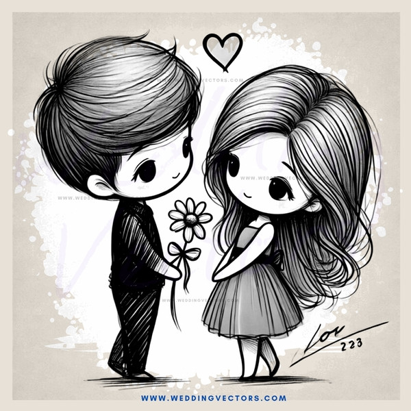 two people with hearts around them