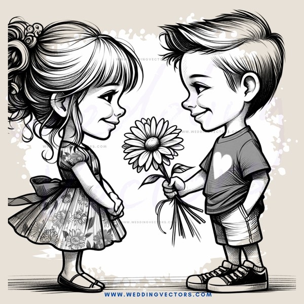 boy and girl with flower dress and shoes on their feet