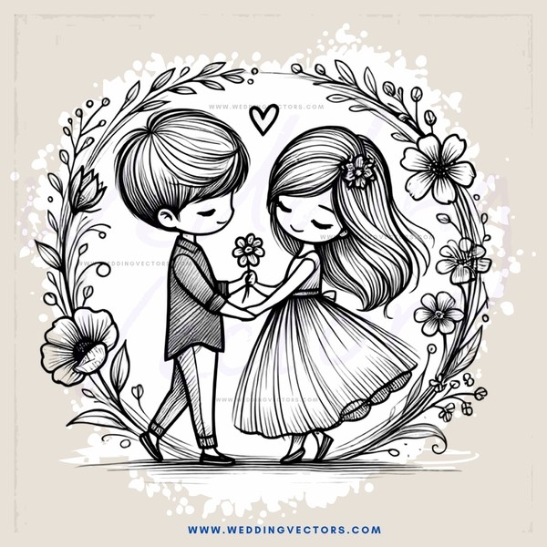 a boy and girl embrace