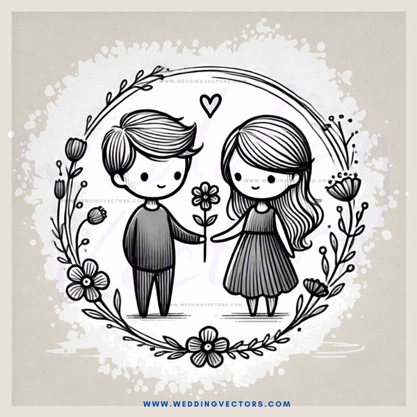 a couple holding hands and flowers