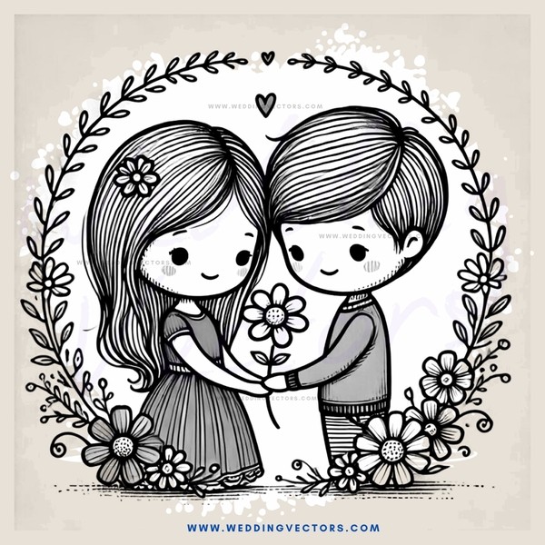 two people holding flowers in front of an arrangement of flowers