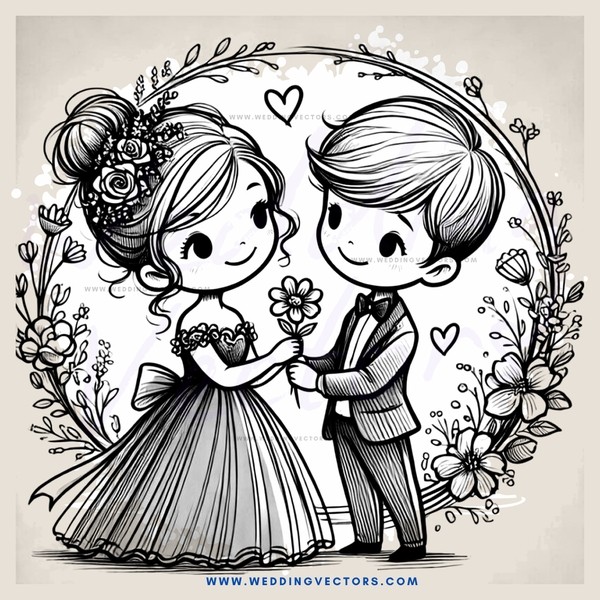 two people on an arch of flowers