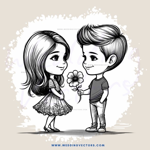 a couple holding a flower