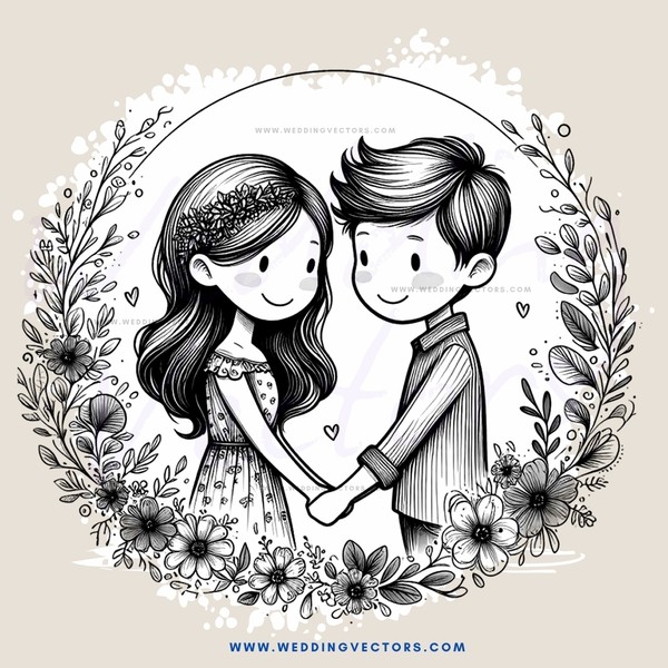 a couple in an embrace surrounded by flowers