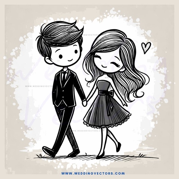 a boy and girl holding hands