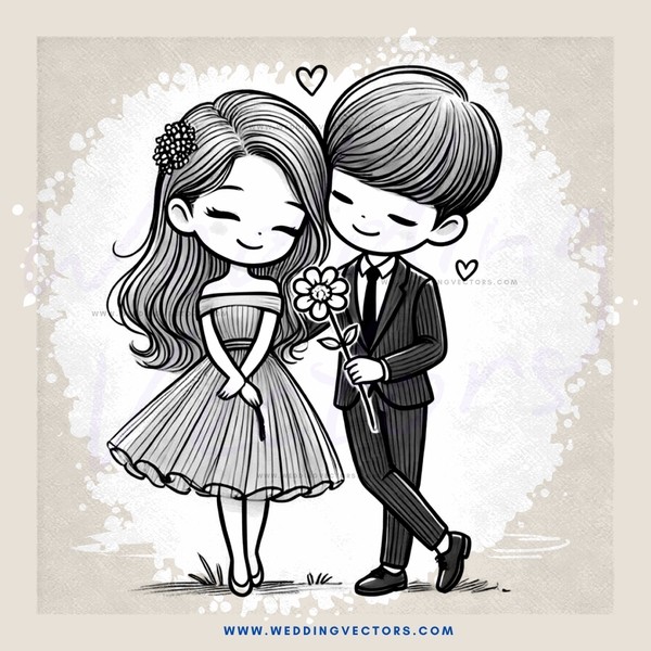 a boy and girl with flowers
