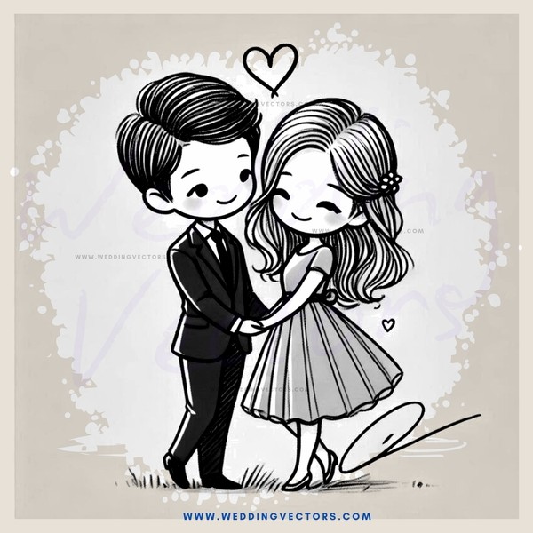 boy and girl kissing with heart symbol above them