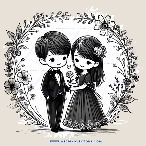 boy and girl holding flowers