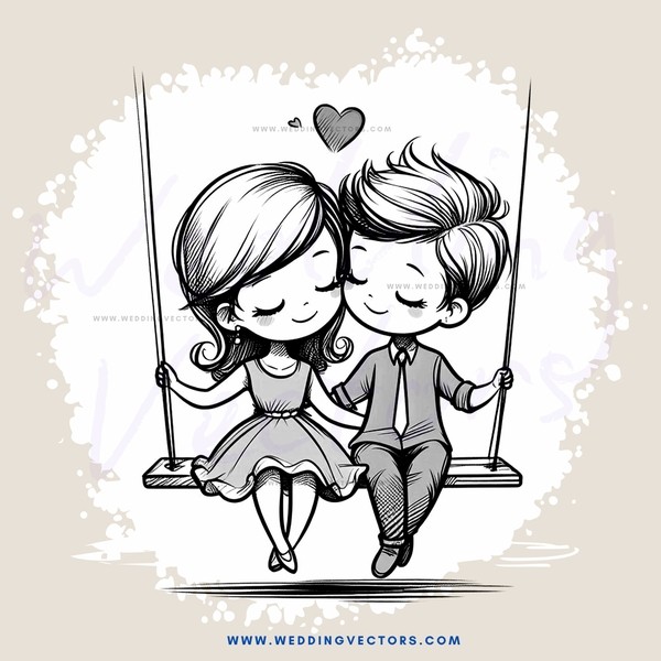 lovers on swings in love