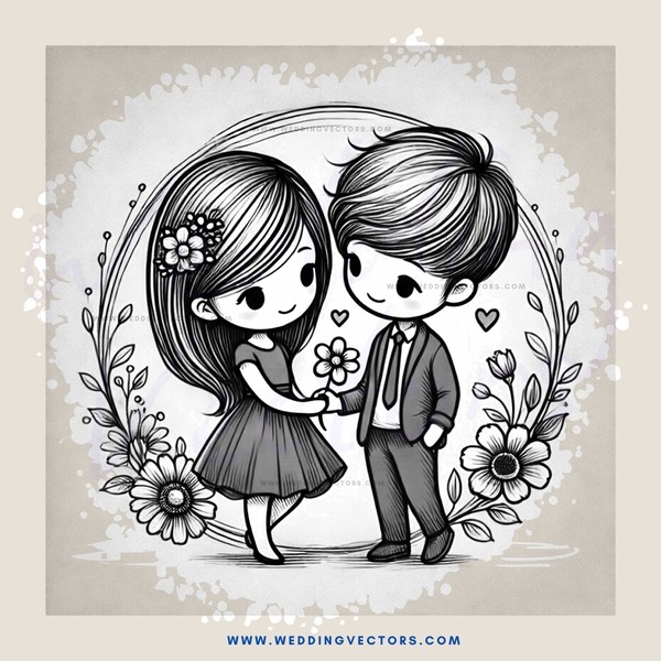 a couple holding hands and flowers
