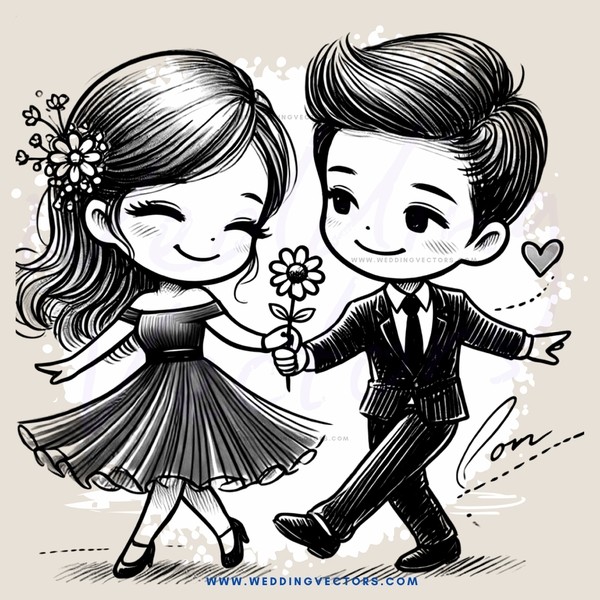 a boy and girl holding hands