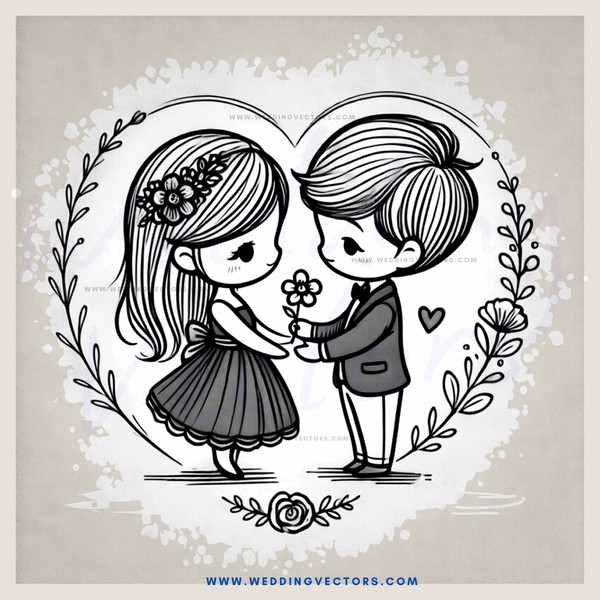 boy and girl holding flower