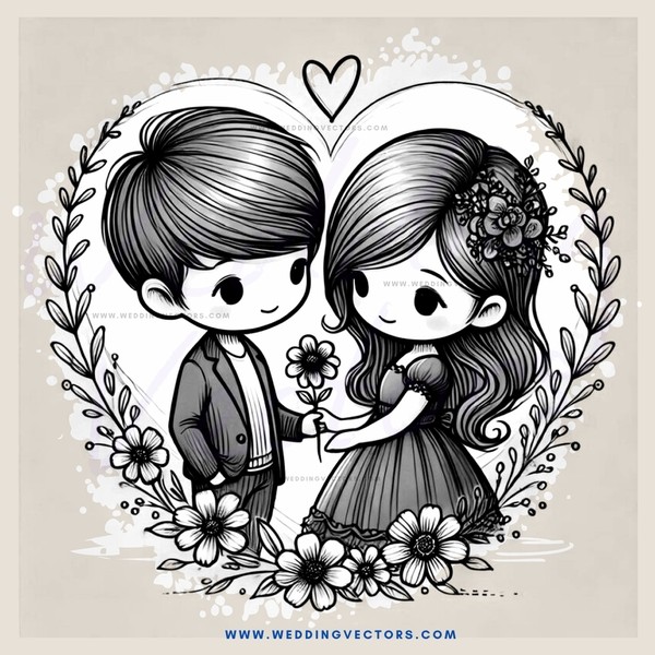 two kids in love with flowers