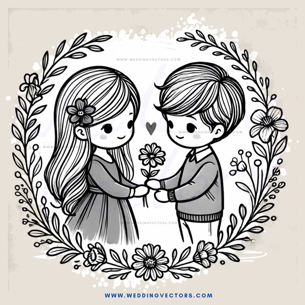 two kids holding a flower and wearing necklaces