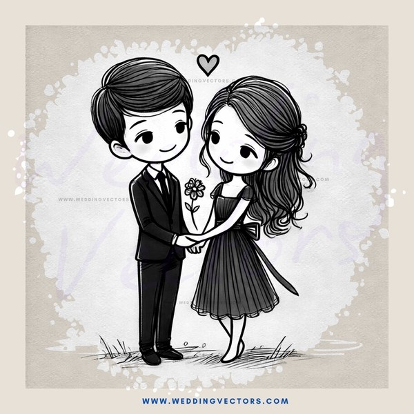 boy and girl standing next to each other with rose in hand