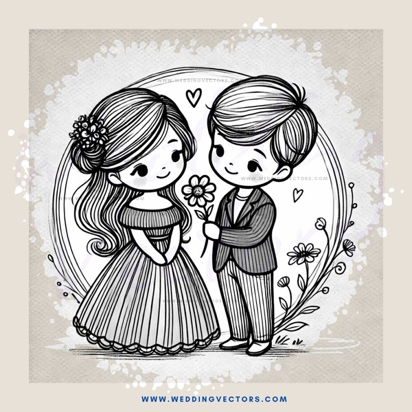 a picture of two people and flowers