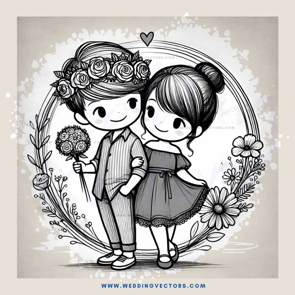 a man and woman in wedding attire
