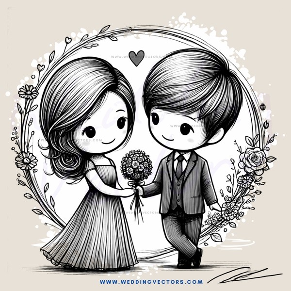 couple holding flowers and leaves