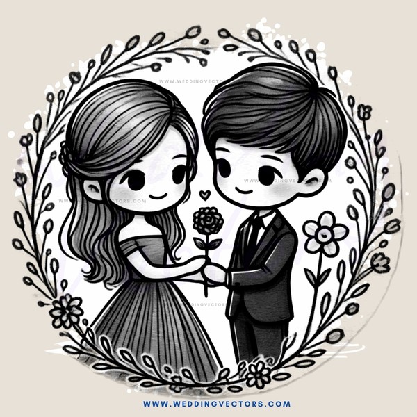 boy and girl holding flower