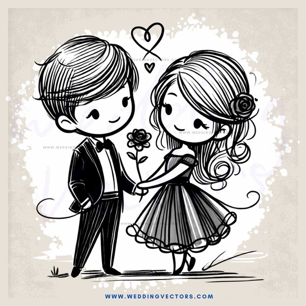 a couple holding hands and flowers