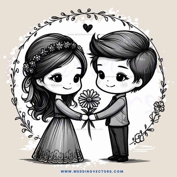 boy and girl holding flower in their hand