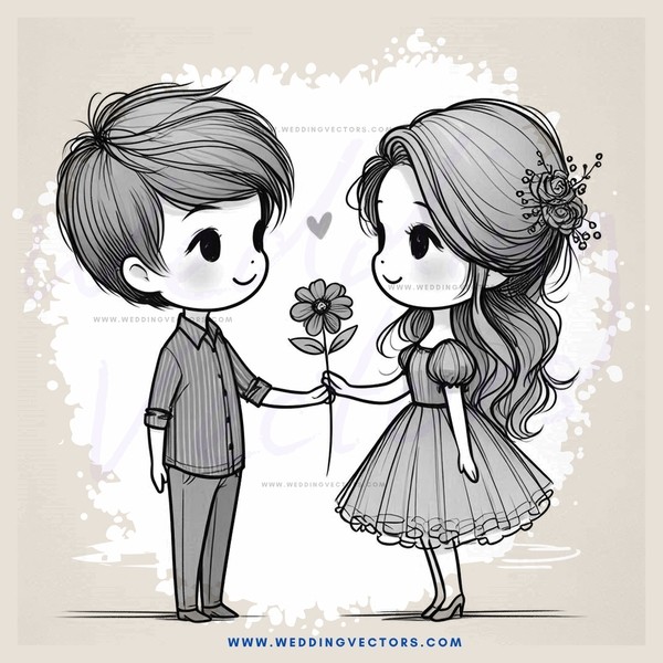 two people exchanging flowers