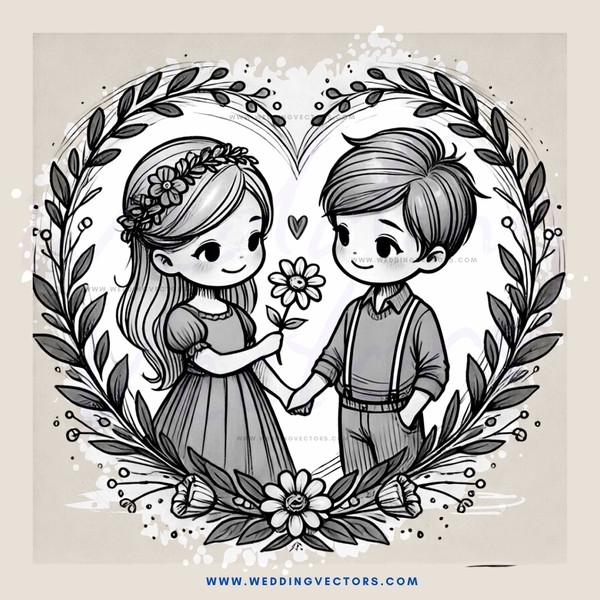 two children holding a flower in a wreath