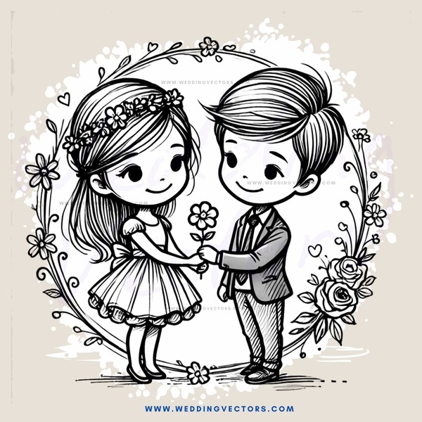 bride and groom holding flowers together