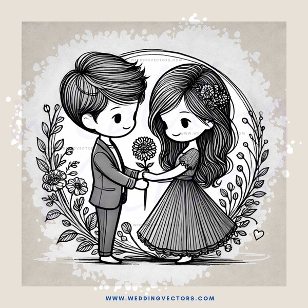 love story in flowers and leaves