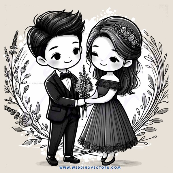 a couple holding flowers