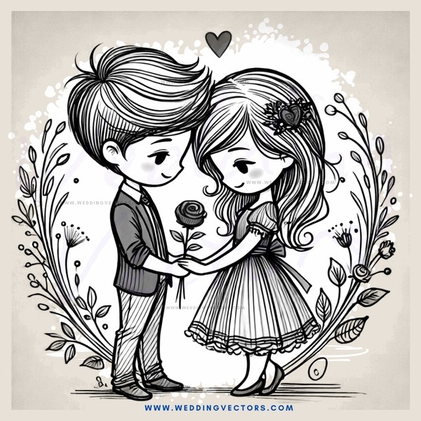boy and girl holding rose leaves
