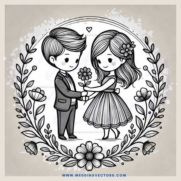 a couple holding hands and a flower