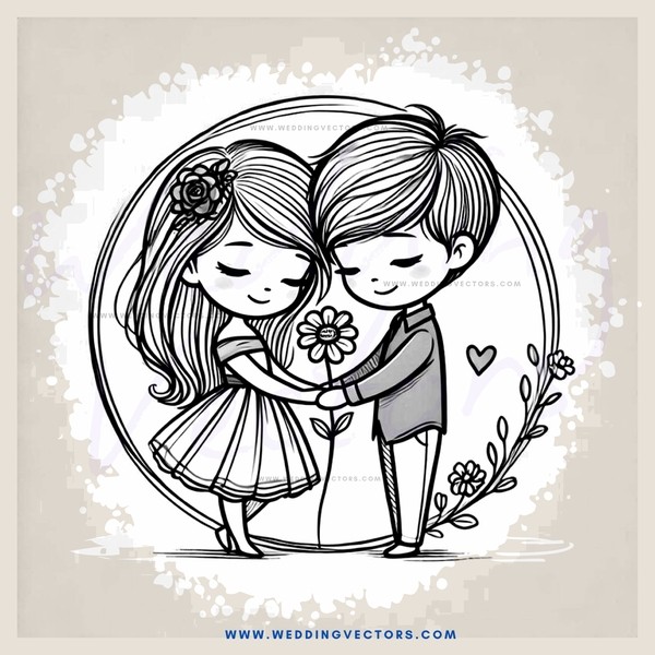 engagement ring and flowers sketch