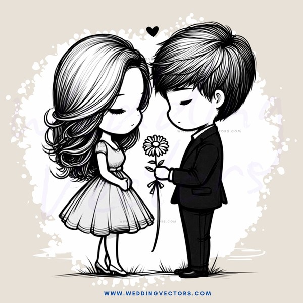 a couple with a flower and an umbrella