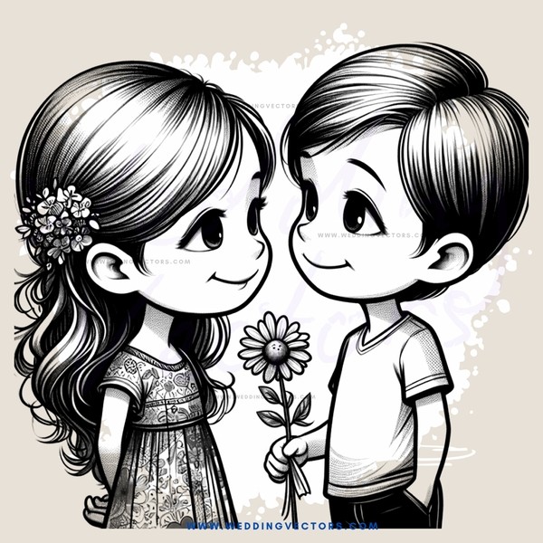 two kids holding flowers and smiling