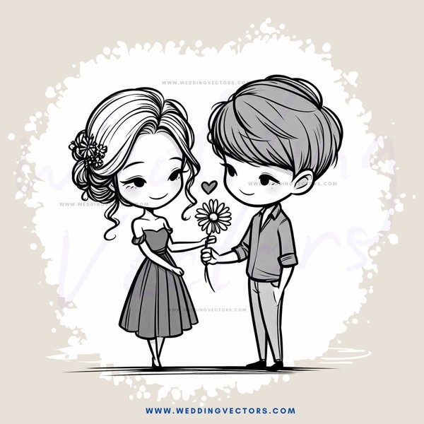 boy and girl holding flower