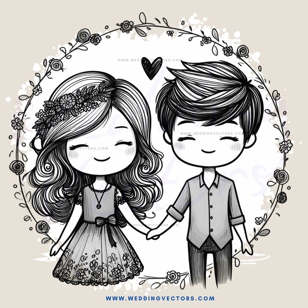 two people holding hands in an illustration