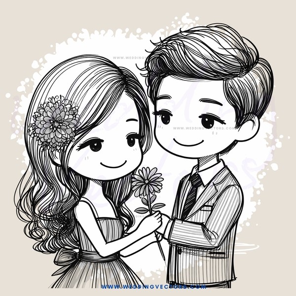 a man and woman holding hands with flowers