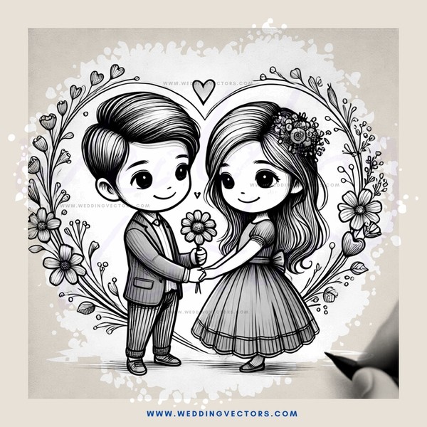 two people holding flowers and standing close to each other in love