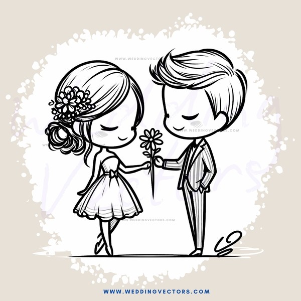 a boy and girl hold a flower