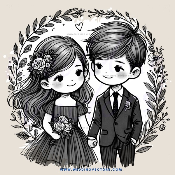 two kids in wedding attire