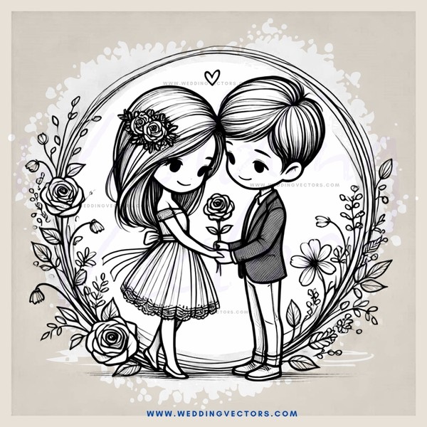 love icon - kissing couple on rose wall