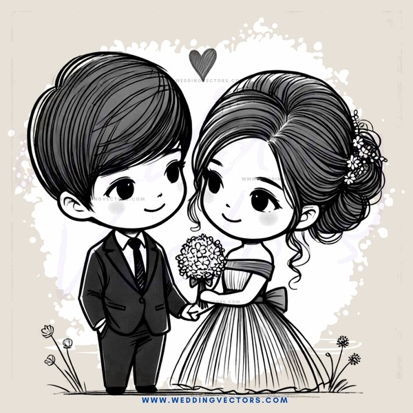 a boy and girl standing in front of each other holding flowers