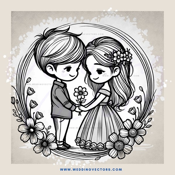 two children in flower decorations
