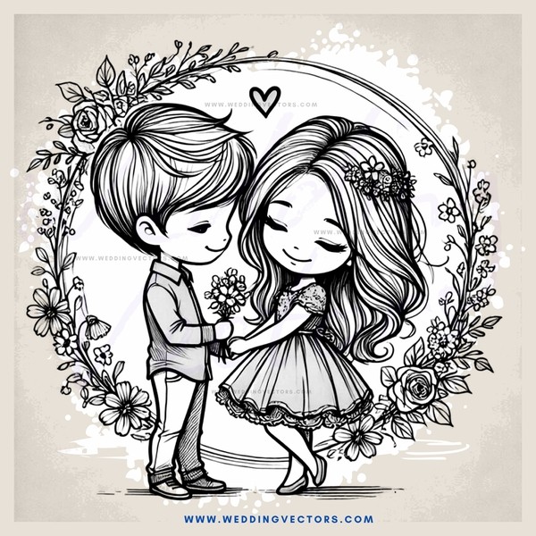 a couple embracing in an illustration