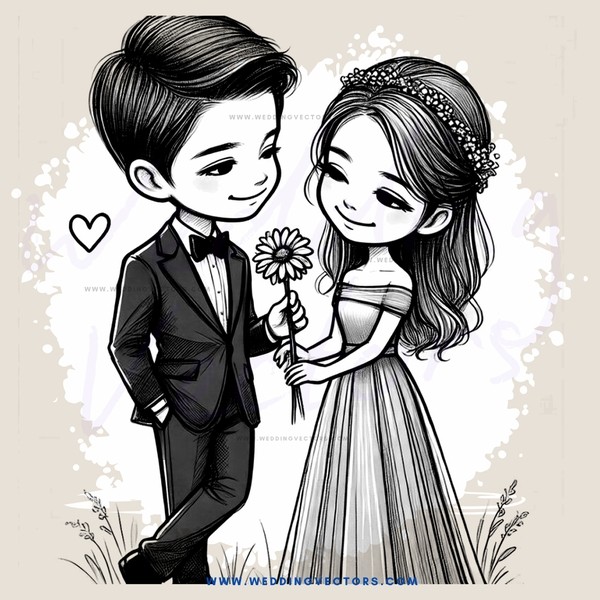 a young couple in black and white