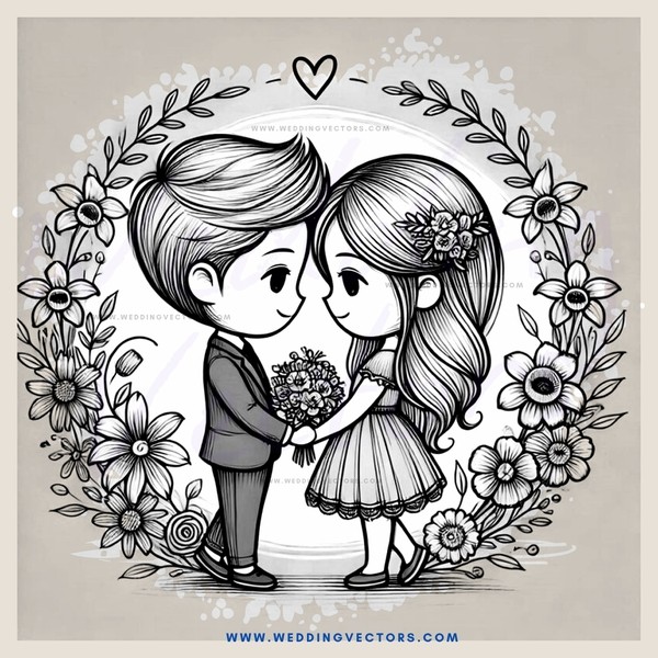 a picture of a couple in wedding attire